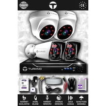 Turkno 4 Kameralı Karia 2 İç Kamera Set 100 GB HDD Full HD Gece Görüşlü Güvenlik Kamerası Sistemi