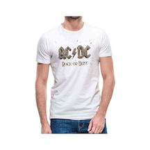 Ac Dc Rock Or Bust Logo Erkek Beyaz Tshirt