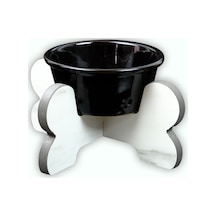 Suya Dayanıklı, Ahşap,tekli,seramik Kaseli Kedi-küçük Irk Köpek Mama Ve Su Kabı Stantı- 400 Ml.