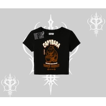 Tarzsokak Babby Tee Tshirt Cute Capybara Enjoying Ramen Noodles Artwork Siyah
