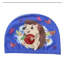 Çocuklar İçin Mavi Kirpi Deniz Havuz Bonesi, Likralı Bez Bone Yüz Mavi