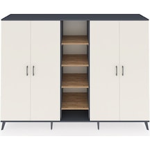 Hyperion Dolap 12 Raflı 4 Kapaklı 220x44x163 Antrasit-aytaşı/çam Aytası/atlas Çam - Antrasıt