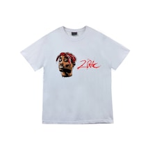 Stoned&Fame Unisex Tupac Shakur Baskılı T-shirt Beyaz