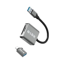 S-link SL-CR21 TypeC ve USB3.0 SD-Micro SD 110M-S Hızlı 2 in 1 Metal Kart Okuyucu