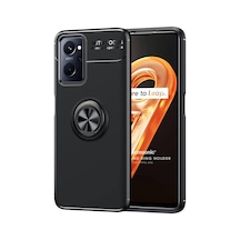 Oppo A76 İçin Kılıf Kickstand Ring Holder Siyah A76 İle Uyumlu Kılıf - Siyah