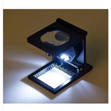 28x28 Mm Katlanır Sayaçlı Metal Lüp, 2 Led Işıklı Büyüteç Tekstil Th9005a Diğer