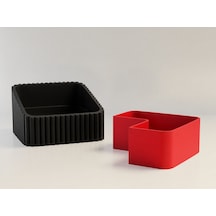 Gees Global 3d Baskı Fıstık Kasesi - Çift Hazneli Kabuk Ayırıcı Sunum Kasesi - Siyah Kırmızı Gbzs