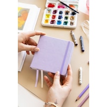 12x12 Cm Sert Kapak 80 Yaprak 140 Gr. Eskiz Defteri - Sketch Book - Lila