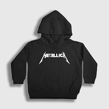 Presmono Unisex Çocuk Logo Metallica Kapüşonlu Sweatshirt Siyah
