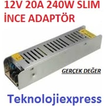 12V 20A 240W Slim Ince Kasa Metal Şerit Led Kamera Işık Adaptörü