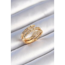 Pirinç Gold Renk Zirkon Taşlı Yılan Model Kadın Yüzük - Tj-byk3474 Çok Renkli