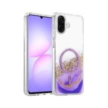 Onegif Samsung Galaxy A07 4g Lotus Simli Magsafe Kapak - Mor