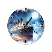 Titanik Ve Dolunay Baskılı Duvar Saati Çok Renkli