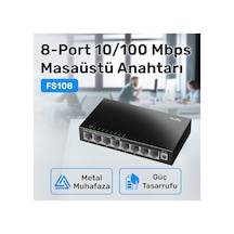 Fs108 8port 10/100mbps Duvar Montajlı Metal Masaüstü Switch