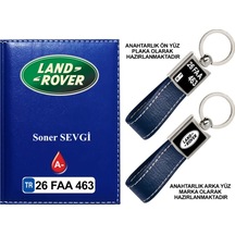 Plakanıza Özel Land Rover Logolu Lacivert Ruhsat Kabı Ve Anahtarlık