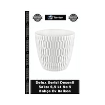 Delux Serisi Desenli Saksı 6,5 Lt No 5 Bahçe Ev Balkon