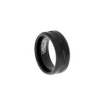 Erkek Siyah Renk Çentik Model Tungsten Yüzük Siyah