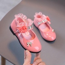 Pembe Yaz Yeni Çocuk Zarif Prenses Pu Deri Sandalet Çocuk Kız Düğün Elbisesi Parti Boncuklu Ayakkabı Kızlar Için Dans Ayakkabıları Boyutu 21-37