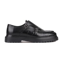 Shoetyle - Siyah Croco Deri Tokalı Erkek Klasik Ayakkabı 250-1616-763-siyah Siyah