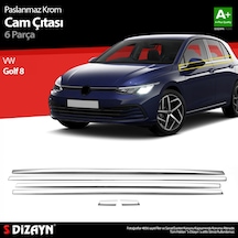 S-dizayn Vw Golf 8 Hb Krom Cam Çıtası 6 Prç. 2020 Üzeri A+ Kalite