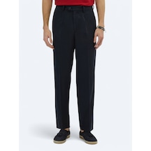 Kip Lacivert Dokuma Loose Fit Casual Pantolon Lacivert