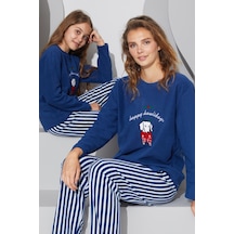 Siyah İnci Alt-üst Polar Pijama Takım 24223083 Lacivert