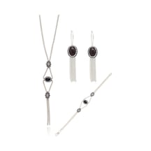 Mardin Hasırı Oniks Taşlı 925 Ayar Gümüş Üçlü Set 201023214