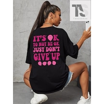 Startmore İfade & Slogan Grafikli Düşük Omuzlu Tişört Siyah