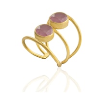 Kadir Jewellery 22 Ayar Altın Kaplama Kadın Zirkon Taşlı Yüzük Pembe 50201331