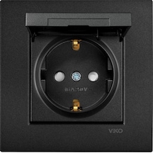 Viko Artline Novella Siyah Kapaklı Topraklı Priz Çerçeveli