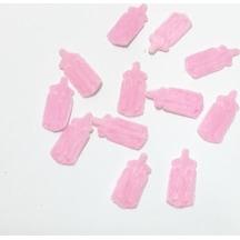 Mini Biberon Pembe Süsleme Kumaş Sticker 500 Adet Pembe