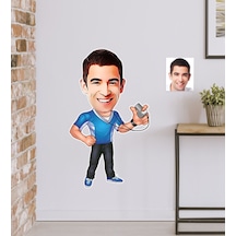 Kişiye Özel Bay Antrenör Karikatürlü Duvar Sticker 50X70CM