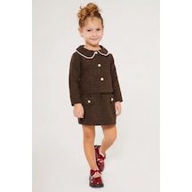 My Kids Wear Kız Çocuk Bayramlık İnci Detaylı Tüvit Takım 12543 Kahverengi