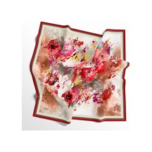 İpekal 90 X 90 İpek Vual Yazlık İnce Eşarp-03008 - 90 X 90 / Bordo - Yeşil