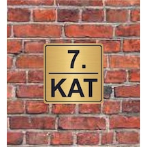 7. Kat Yazılı Metal Yönlendirme Levhası 15x15 Cm Altın