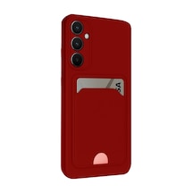 Samsung Galaxy Uyumlu   S24 Fe Kılıf Kelvin Kartvizitli Silikon - Kırmızı