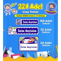 Uzay Temalı Okul Kreş Kişiye Özel İsim Etiket Seti - Model 530 Çok Renkli