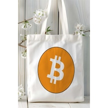 Art Hediye Bitcoin Baskılı Bez Çanta Omuz Çantası Kişiye Özel Desen 7 Çok Renkli
