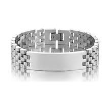 Chavin 316 L Silver Geniş Künye Çelik Erkek Bileklik Eb83by Gri