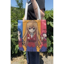 Zipzap Toradora V1 Yazlık Kışlık Çift Taraflı Kanvas Baskı Bez Çanta Anime Çantası