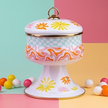 EMAYlab RETRO HİPPİ 14 x 13 cm Dekoratif Emaye Kapaklı Şekerlik,