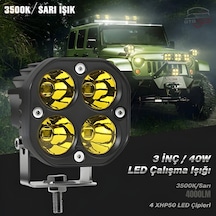 3 İnç 40w Led Çalışma Işığı 3500k Sarı Işık 4000lm 4 Xhp50 Led Çipli 2 Adet