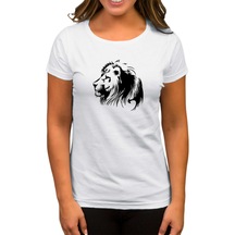 Black Lion Silhouette Beyaz Kadın Tişört