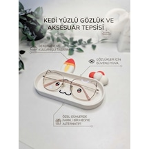 Kedi Karakterli Figür Tasarımlı Gözlük Tutucu Ve Çok Amaçlı Organizer
