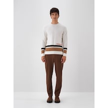 Ekru Yumuşak Dokulu Regular Fit Kazak 801820 Ekru