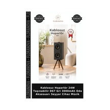 Kablosuz Hoparlör 24w Taşınabilir D67 Gri 3000mah Oda Aksesuarı Seyyar Cihaz Müzik