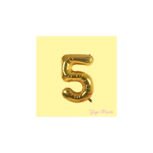 Gold 5 Beş Rakam Folyo Balon 40 Inç Yaş Doğumgünü Süsü Gold Gold