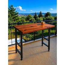 Masif Bar Masası 85 Cm Yüksek Metal Profil Ayaklı Mutfak Yemek Kafe Bistro Çalışma 40x70 Çok Renkli