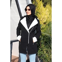 Barbora Kışlık Günlük Kaşe Kadın Tesettür Kaban 819siyahtesettür
