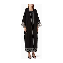 Elna Line Yüzde 100 Konfor Sağlayan Kristal Detaylı Açık Abaya Ve Sheila Modelleri Siyah